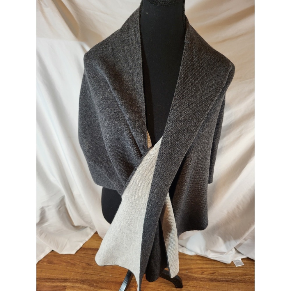 Curling Collection Italian Cashmere Merino Knit Wrap Shawl Poncho Made Italy
